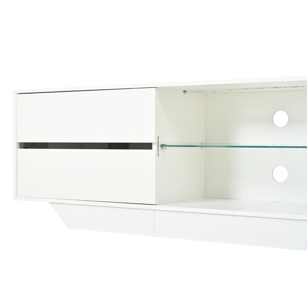 Mobile TV con 2 ante; 4 vani e LED RGB - per soggiorno - 160×35×44.5 cm - bianco