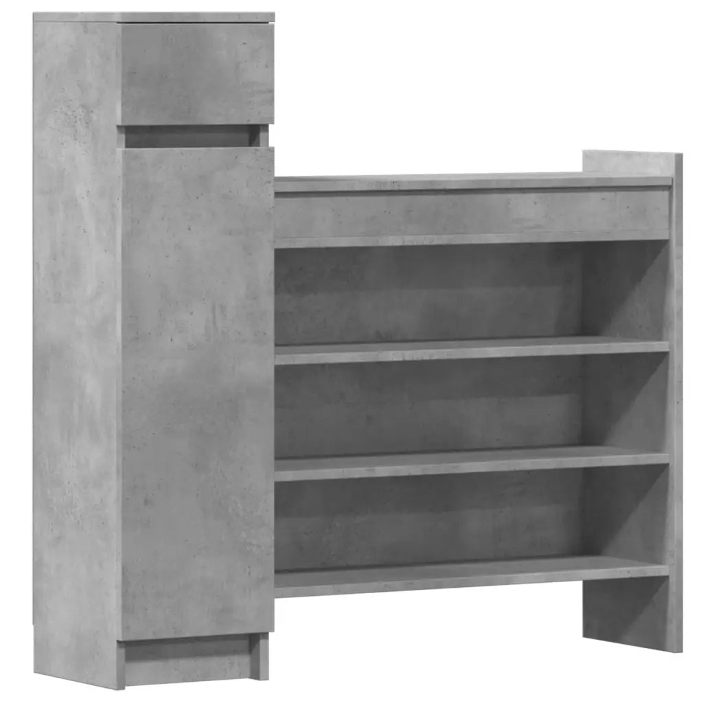 Scarpiera-Scaffale per scarpe Grigio Cemento 100,5x28x100 cm in Legno Multistrato