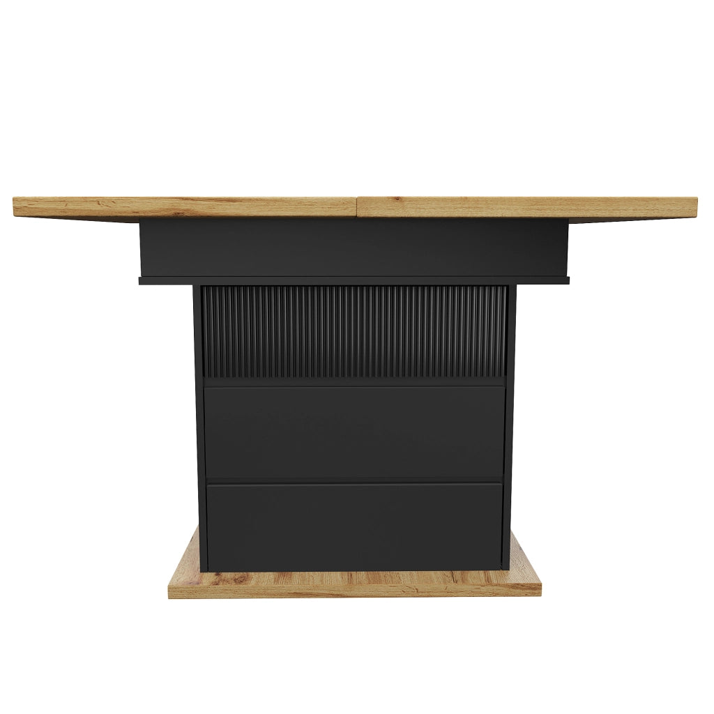 Tavolo da pranzo allungabile con vano contenitore e chiusura ammortizzata magnetica per cucina nero naturale 110 × 80 × 75 cm