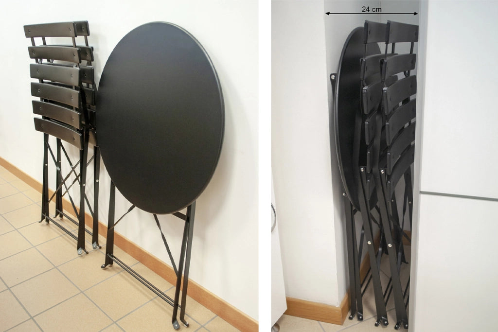 Set tavolo e sedie da giardino pieghevoli nero – Positano TRSP10PO