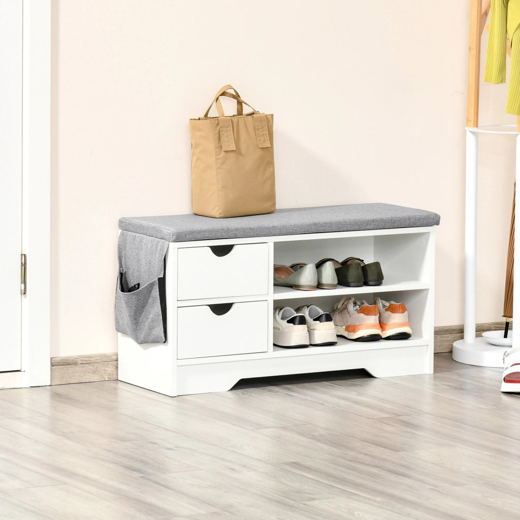 Scarpiera Salvaspazio in Legno ¨C zephmum ¨C Bianca, 80.5x30.5x43.5cm