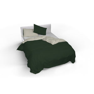 Copripiumino Matrimoniale con Sacco e Federe Double Face Verde Oliva/Panna