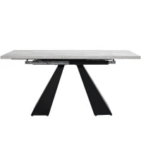 Tavolo da pranzo allungabile, per soggiorno e studio, 159×74×77 cm, Nero e Grigio