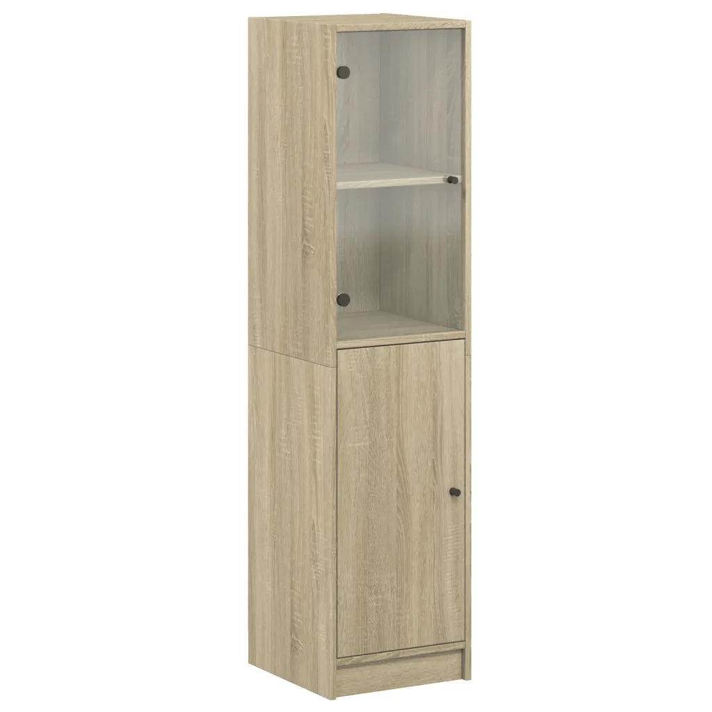 Credenza con Anta-Buffet-Armadio da cucina in Vetro Rovere Sonoma 35x37x142 cm