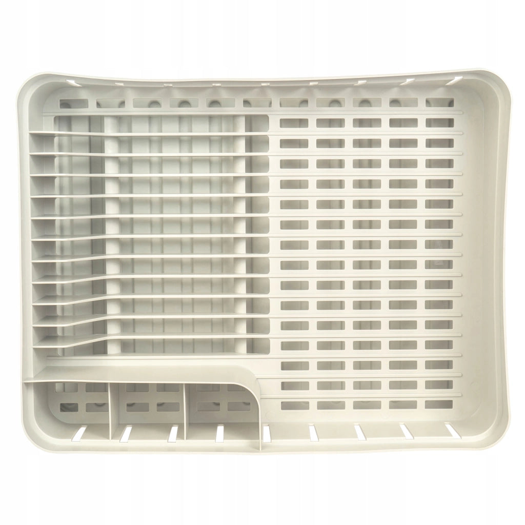 Scolapiatti KADAX con supporto per posate, vassoio in plastica bianca da 39 cm