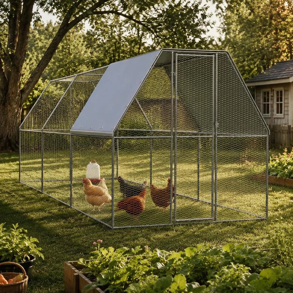Outdoor Chicken Coop 2x6x2 M Galvanized Steel