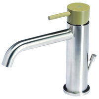 Rubinetto Miscelatore Monocomando Lavabo con Scarico in Acciaio Inox Maniglia Ulivo