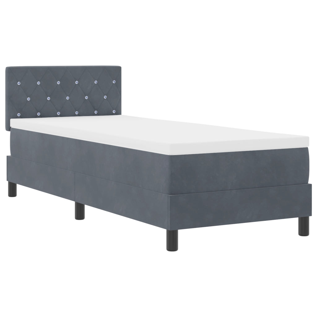 Letto Box Spring con Materasso e LED Grigio Scuro 80x200 cm Velluto