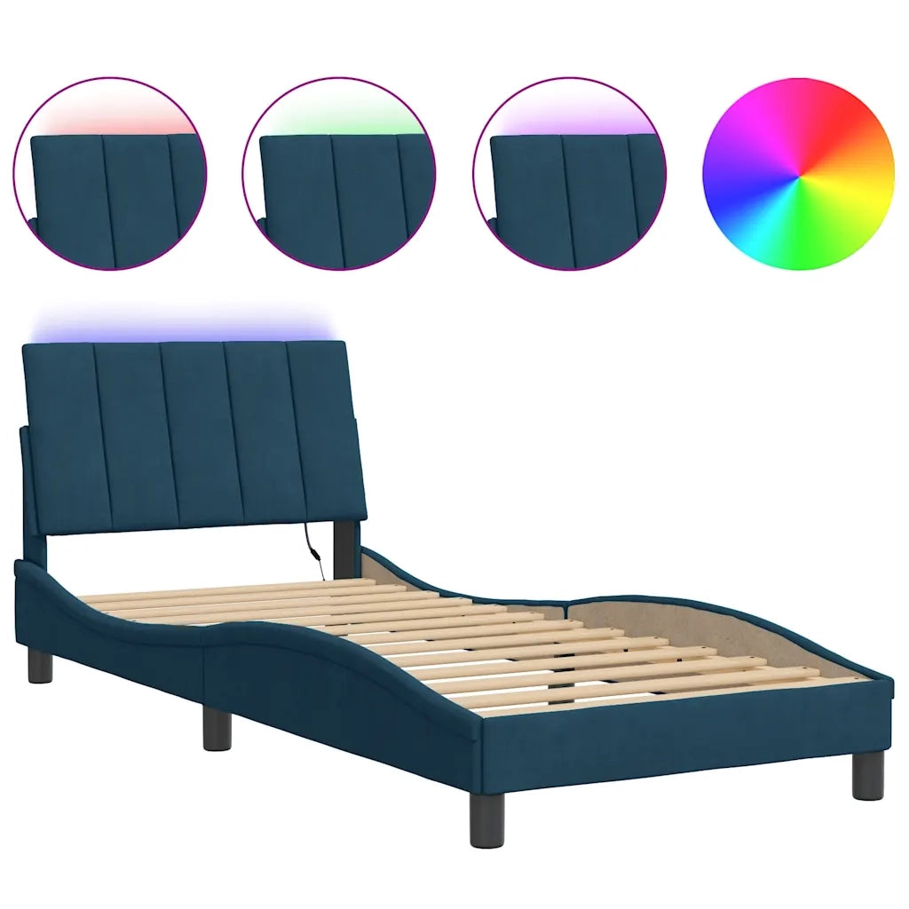 Giroletto con Luci LED Blu 80x200 cm in Velluto