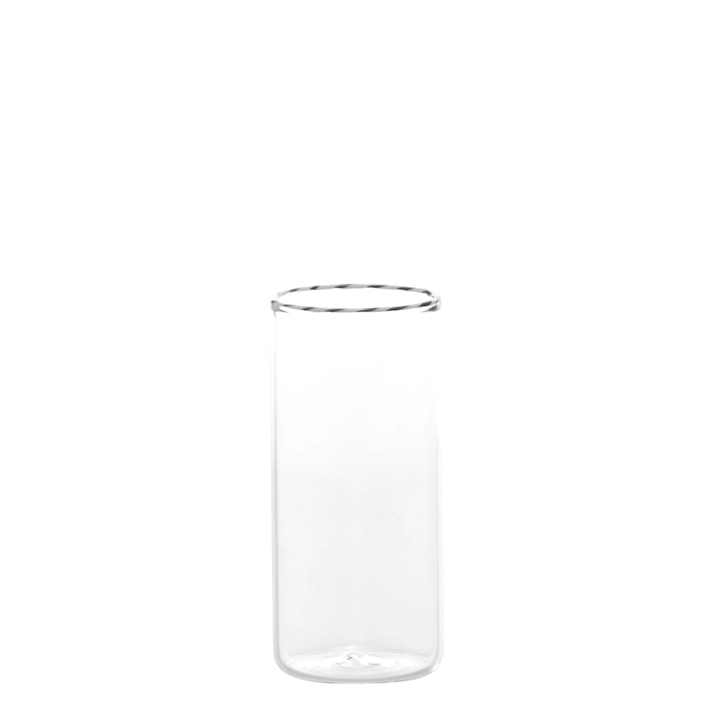 Intrecci Set 6 Bicchieri Highball in Vetro Borosilicato Soffiato a Mano, Elegante Design Bianco e Nero per Long Drink e Cocktail, Alta Resistenza