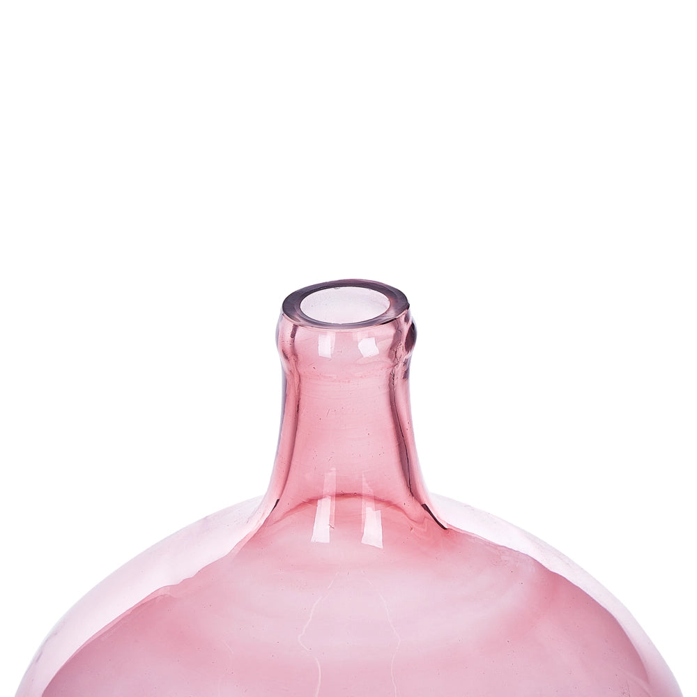 Vaso decorativo in vetro rosa 39 cm decorativo fatto a mano rotondo a forma di bocciolo da tavolo Decorazione per la casa Design moderno
