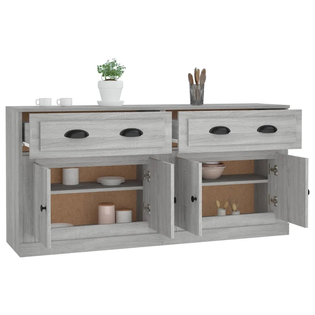 Credenze 2 pz | Madia | Buffet da pranzo | Armadio da pranzo Grigio Sonoma in Legno Multistrato
