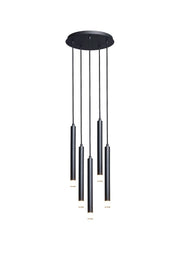Lampadario Rabalux Ramira nero Ø36 5xG9 metallo acrilico