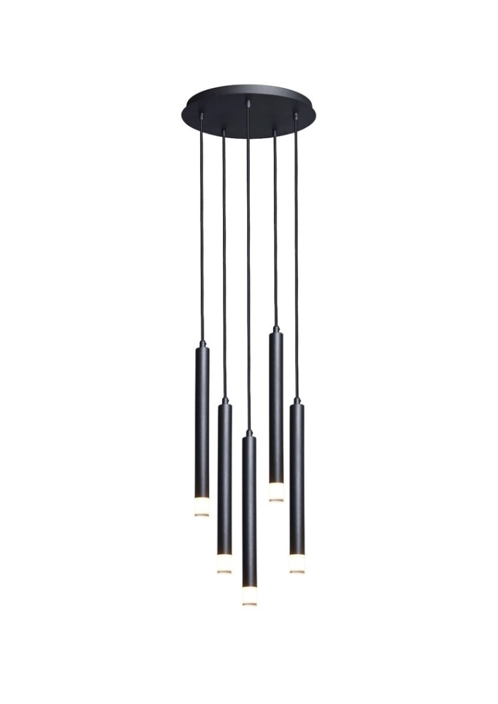 Lampadario Rabalux Ramira nero Ø36 5xG9 metallo acrilico