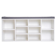 PANCHINA SCARPIERA CON RIPIANI REGOLABILI 104X30X48 CM IN LEGNO BIANCO E GRIGIO
