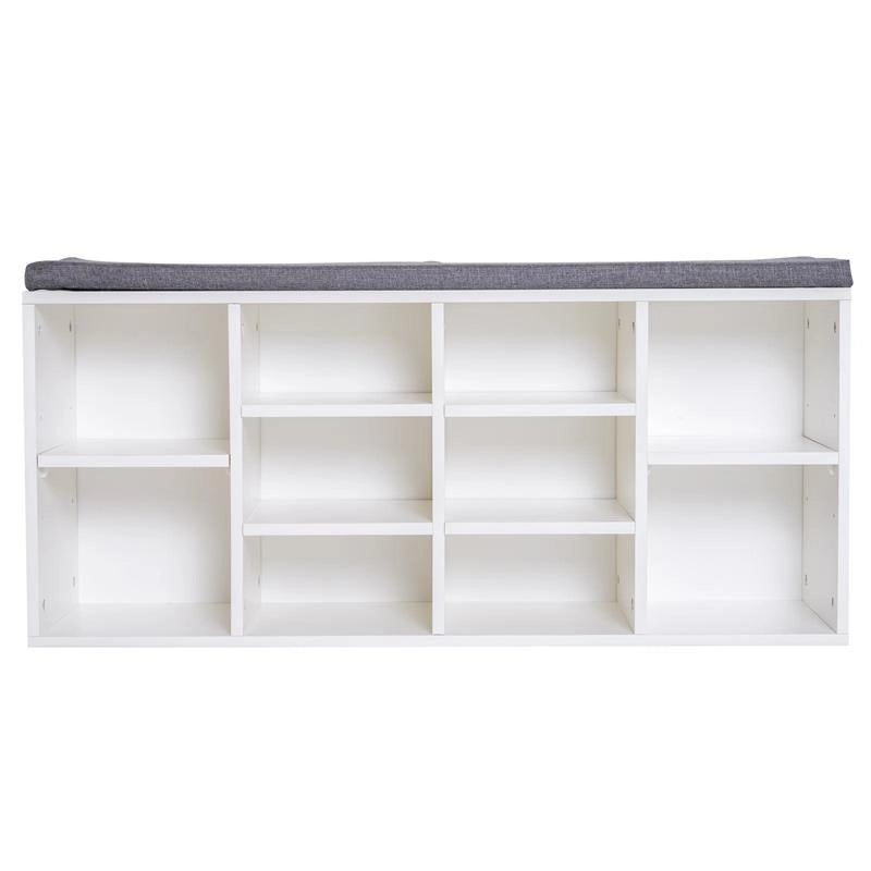 PANCHINA SCARPIERA CON RIPIANI REGOLABILI 104X30X48 CM IN LEGNO BIANCO E GRIGIO