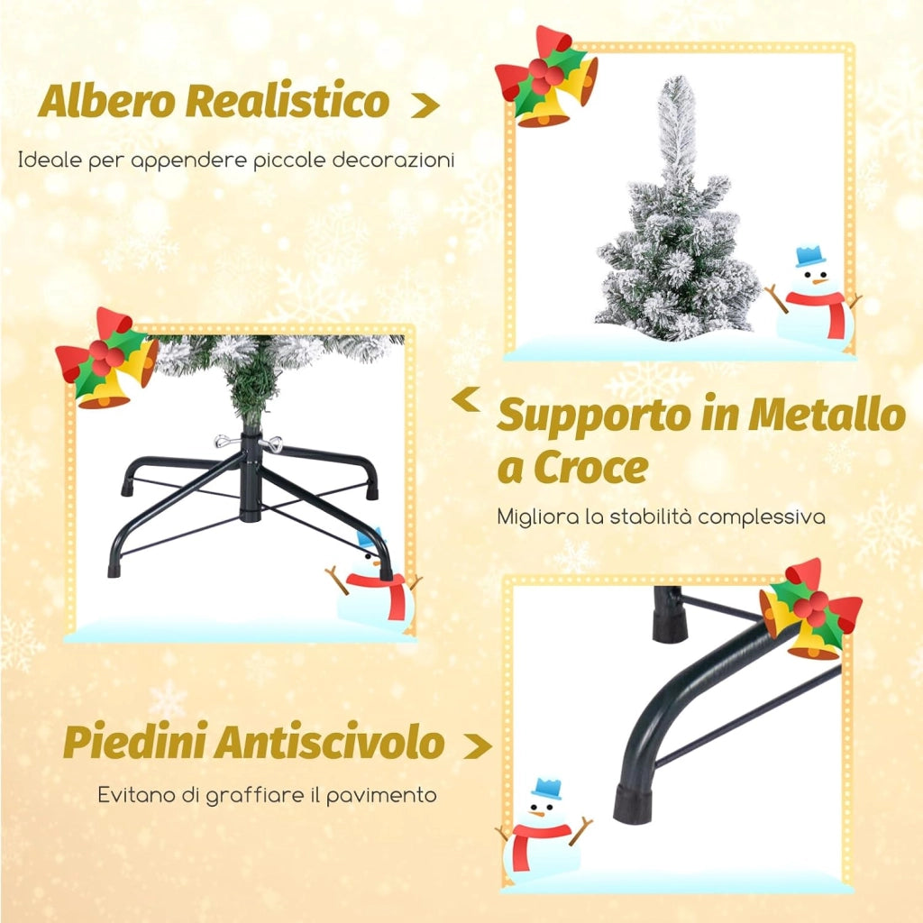 Albero di Natale Slim 120/150/180 cm, Albero di Natale Artificiale Innevato con 240/328/460 Rami e Supporto Metallico Pieghevole, per Piccoli Spazi, Decorazione per Casa e Feste (180 cm)