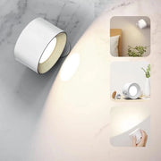 Lampada da lettura LED, lampada da parete, 3 livelli di temperatura di colore e 3 livelli di luminosità, batteria ricaricabile, interruttore a tocco, palla magnetica 360°, adatta per camera da studio, comodino, camera da letto, bianca