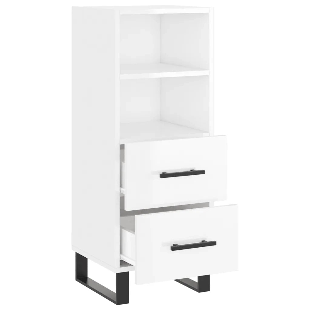 Credenza | Madia | Buffet da pranzo | Armadio da pranzo Bianco Lucido 34,5x34x90 cm in Legno Multistrato