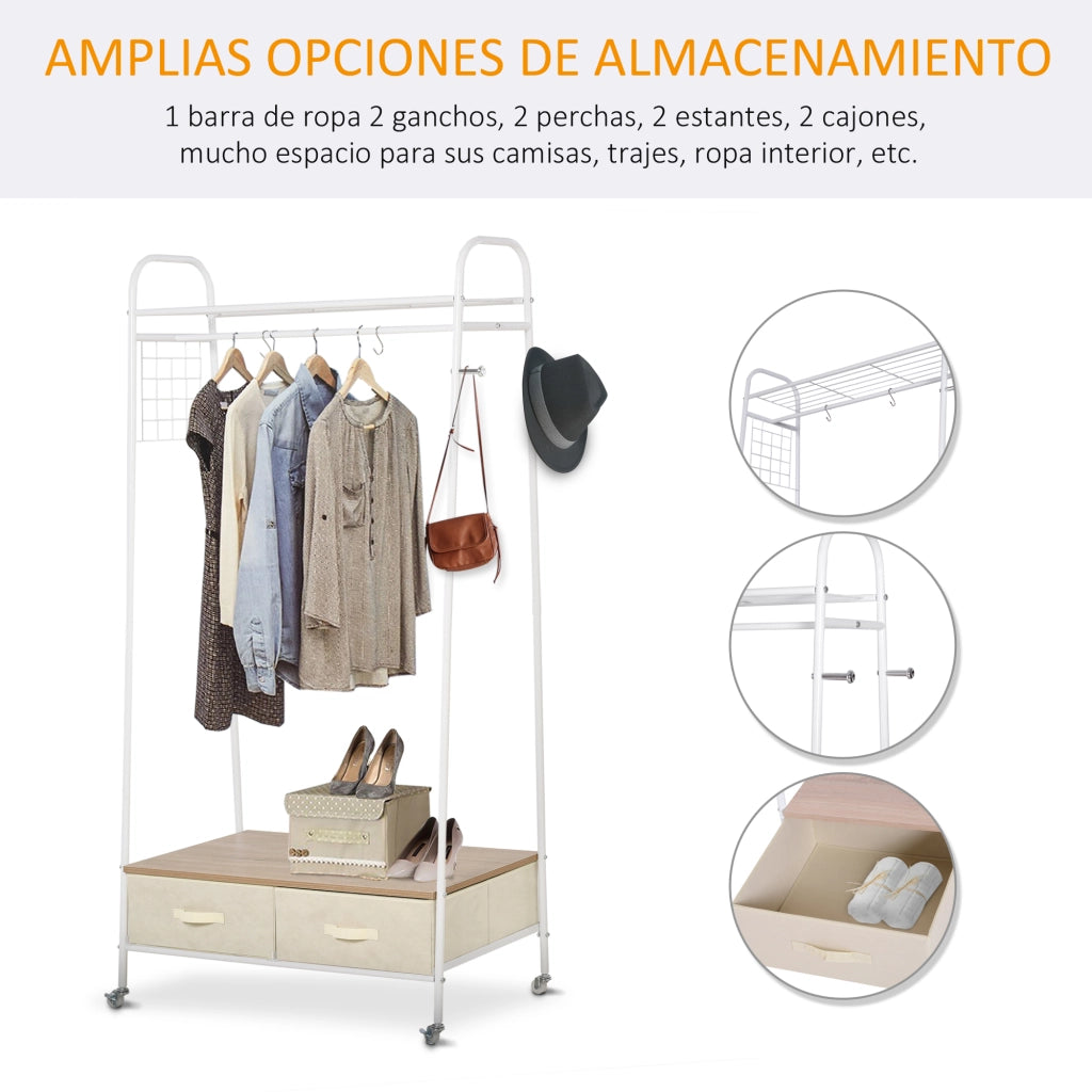 Armadio per Abbigliamento con Ante Scorrevoli e Ripiani ¨C zephmum ¨C 99x47x185 cm