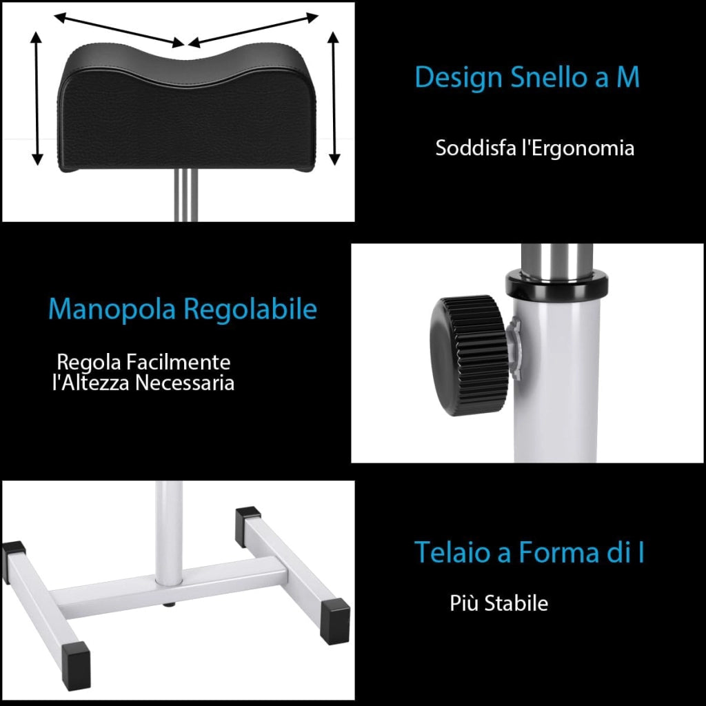 Poggiapiedi Pedicure Manicure, Sgabello Pedicure Estetista Regolabile in Altezza, Poggia Piedi per Pedicure con Cuscino Spesso (Nero)