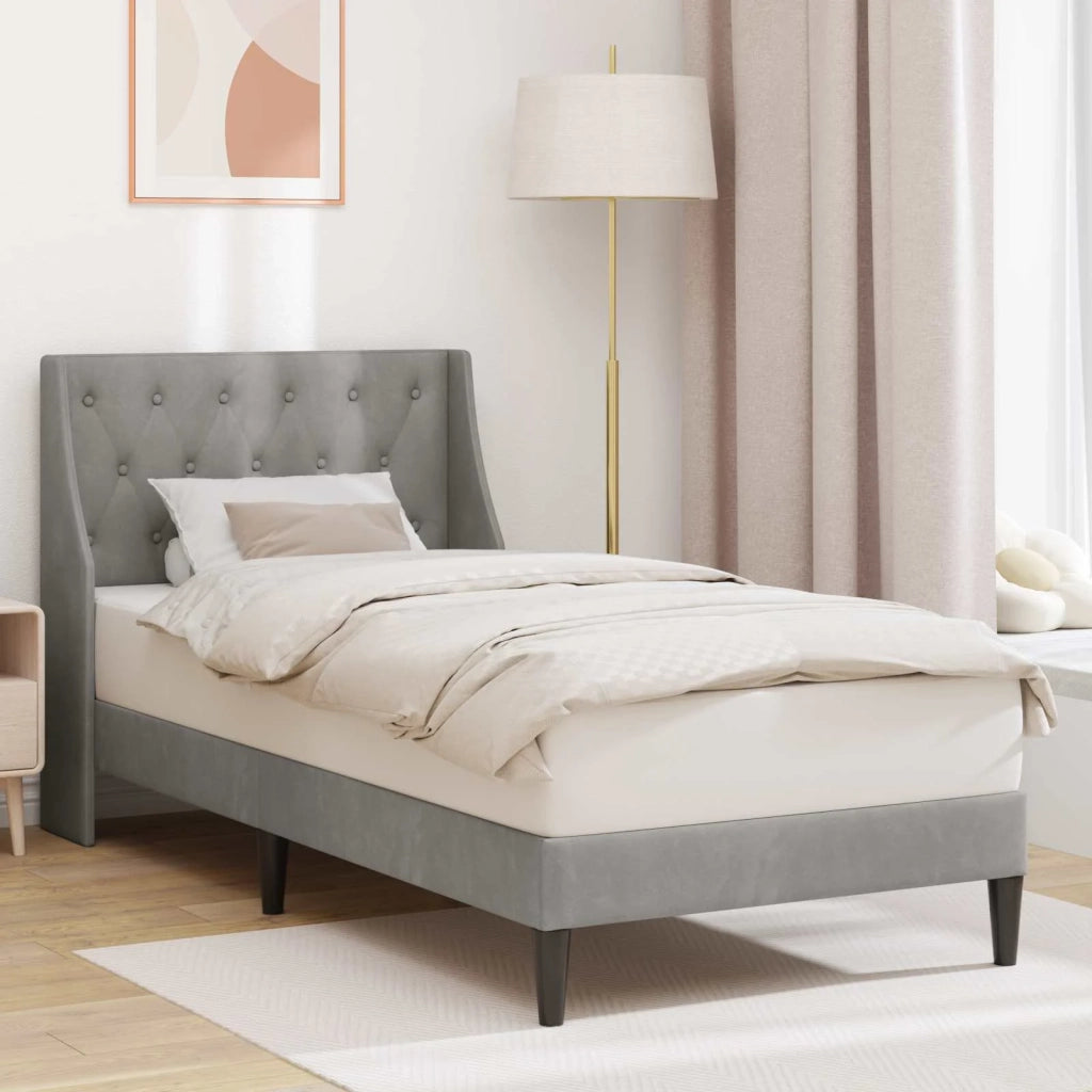 Struttura del letto Grigio chiaro 90 x 200 cm Velluto