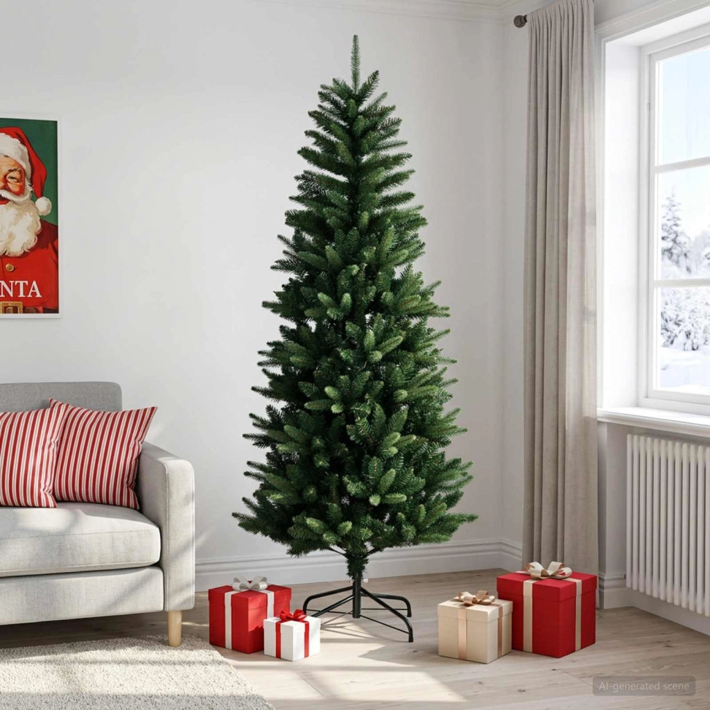 Artificial Hinged Christmas Tree 210 cm PE e PVC Verde 42052635