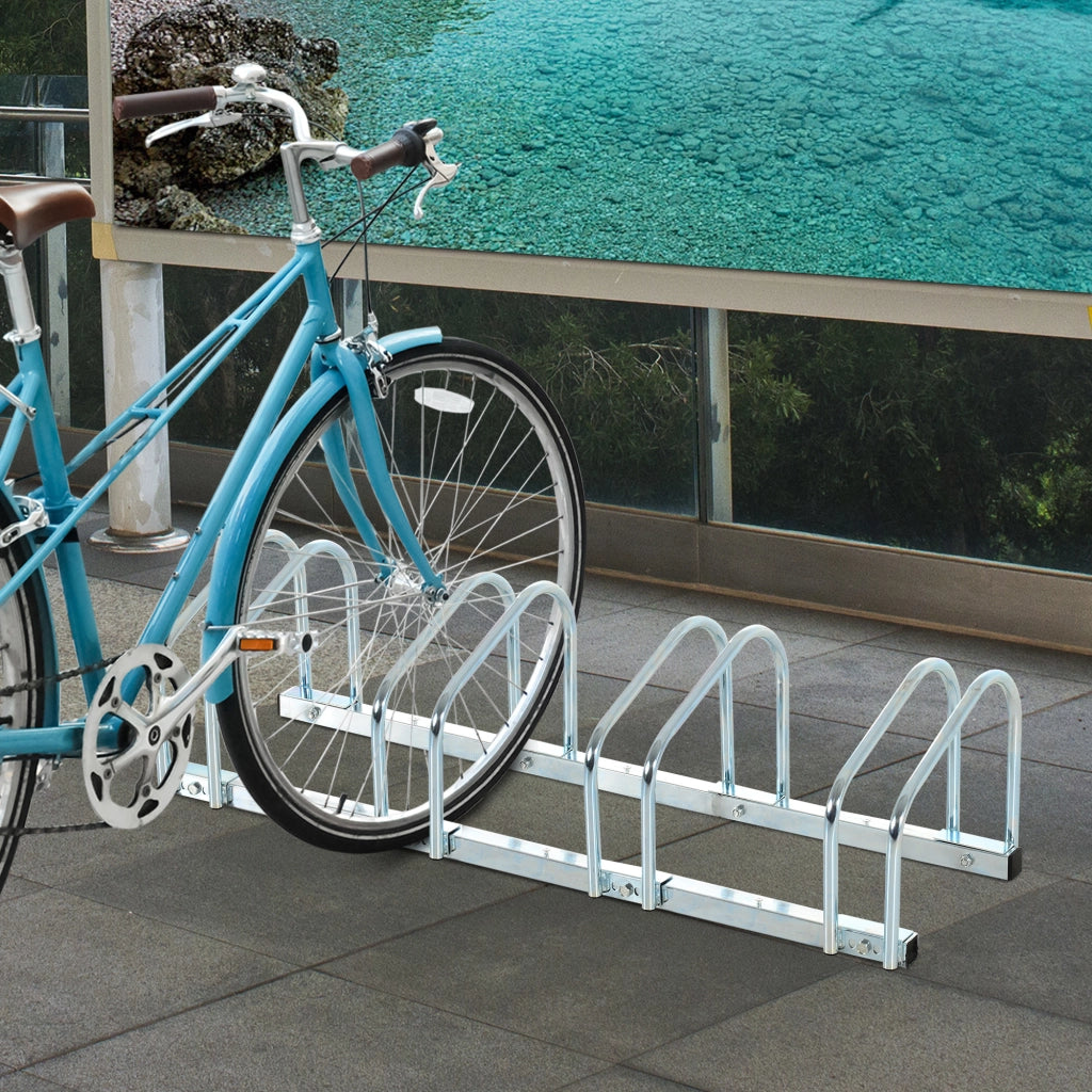 Portabiciclette 5 bici ¨C zephmum ¨C acciaio argento 145x33x27 cm