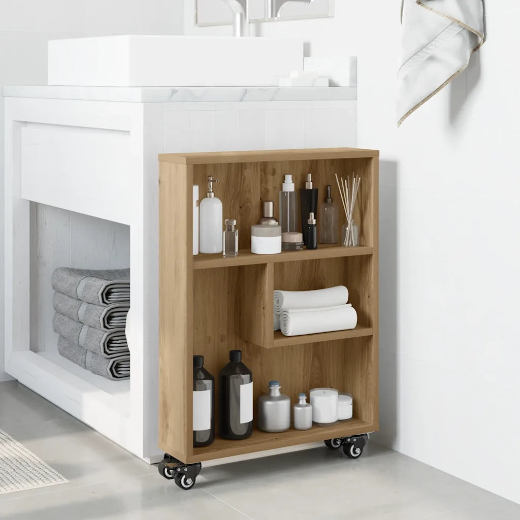 Carrello Stretto Rovere Artigianale 48x13x68 cm in Truciolato 855231