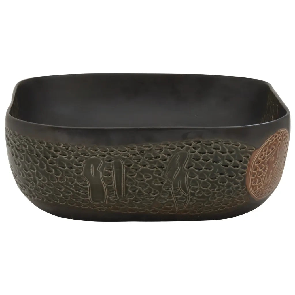 Lavabo da Appoggio-Lavandino-Lavello Nero Rettangolare 48x37,5x13,5 cm Ceramica