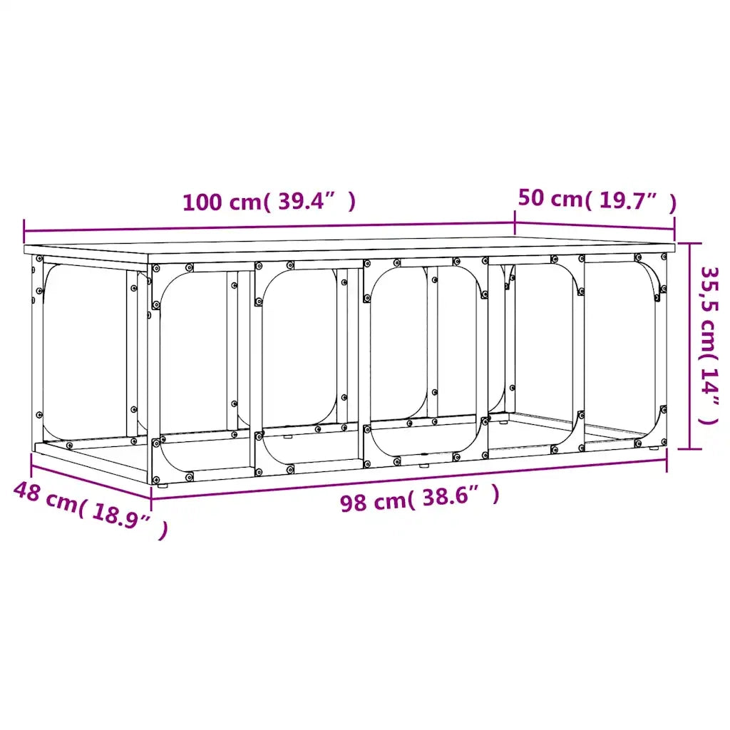 Tavolino da salotto | Tavolino da caff¨¨ | Tavolino da Soggiorno Rovere Fumo 100x50x35,5cm Legno Multistrato