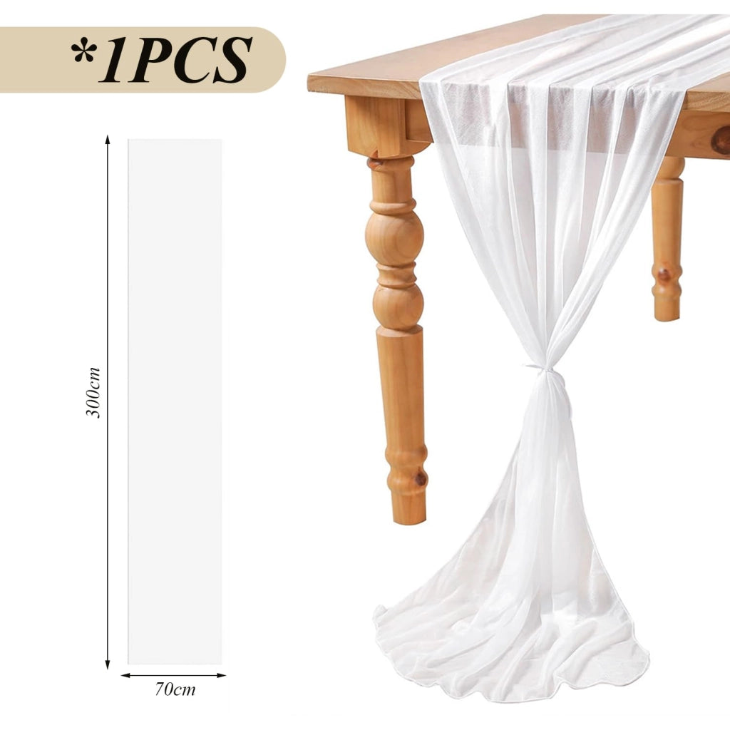 Tovaglia in chiffon bianco, 1 pezzo, semplice, leggera, ideale per matrimoni e feste