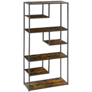 Mobile Libreria a 7 Livelli in Legno e Acciaio Stile Industriale, 83x34x180 cm, Marrone
