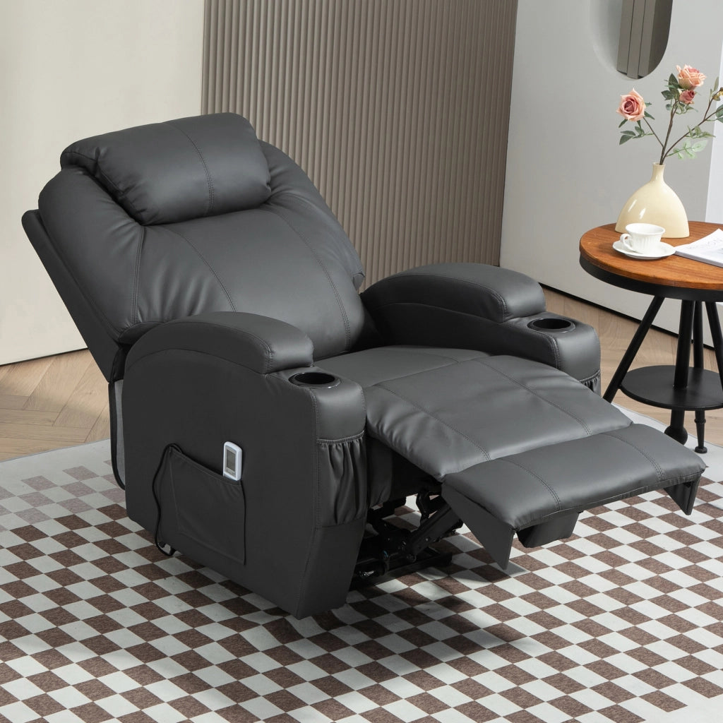 Poltrona Massaggiante Elettrica Reclinabile ¨C Zephmum ¨C Similpelle Grigio Scuro