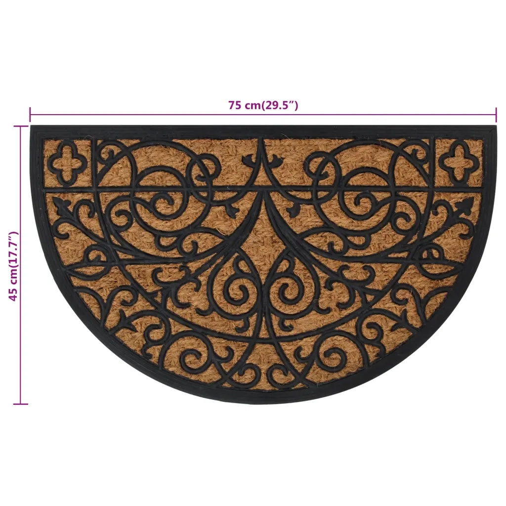 Zerbino semicircolare per interni/esterni 45 x 75 cm antiscivolo facile da pulire in gomma nera 02_0046196