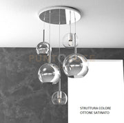 SOSP. OTTONE SAT. TONDA 5 LUCI VETRI (1 GRANDE CR+1 MEDIO CR+3 PICCOLO (1X CR+2X TR)) 1155OS-S5 TMIX-TC
