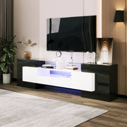 Mobile TV con LED multicolore, 4 ante e 2 cassetti, nero e bianco, 200 cm