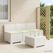 Divano da esterno-Divano da Giardino 3 posti con cuscini in look rattan PP Bianco 818527