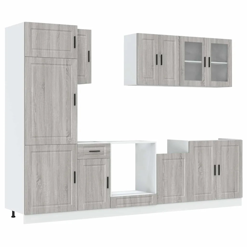 vidaXL Set Mobili da Cucina 8 pz Kalmar Grigio Sonoma in Truciolato