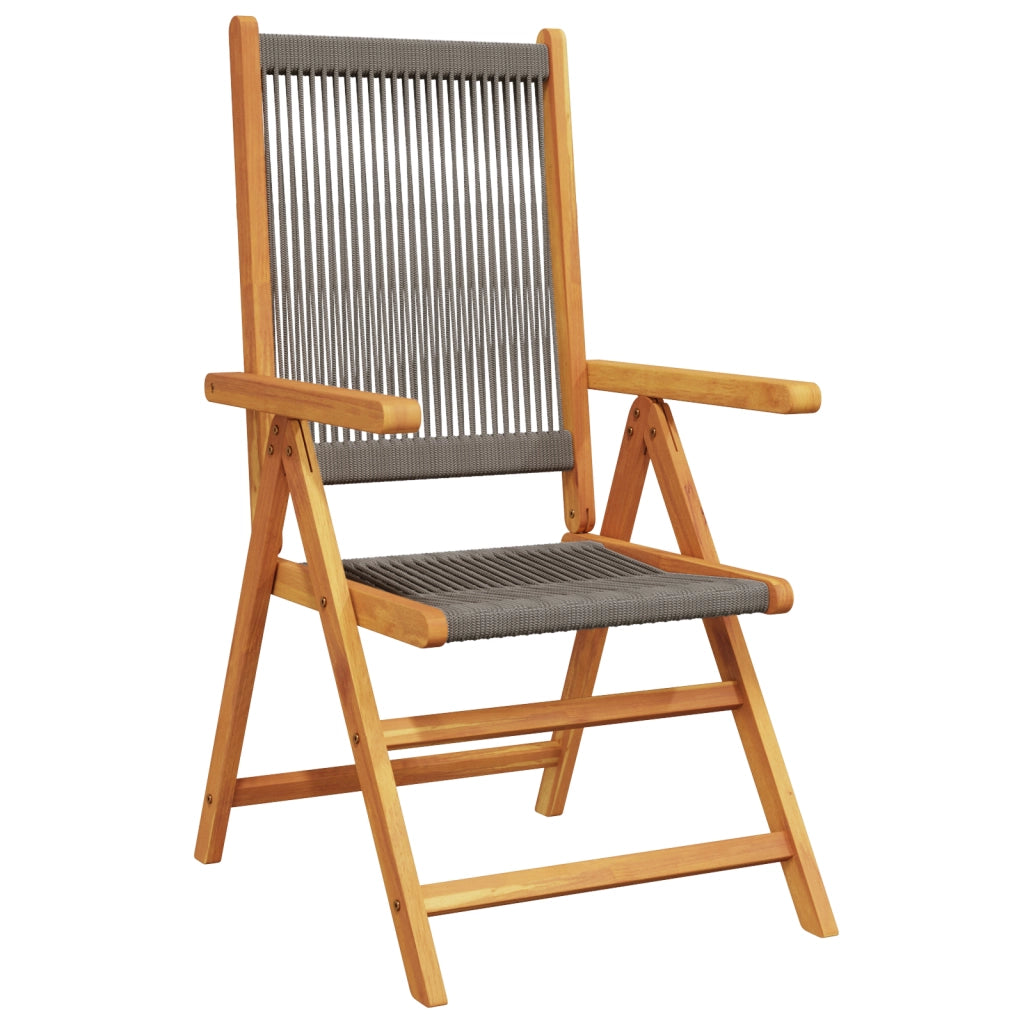 Set da Pranzo Giardino 7 Pezzi Grigio in Legno Massello d'Acacia e Rattan Sintetico