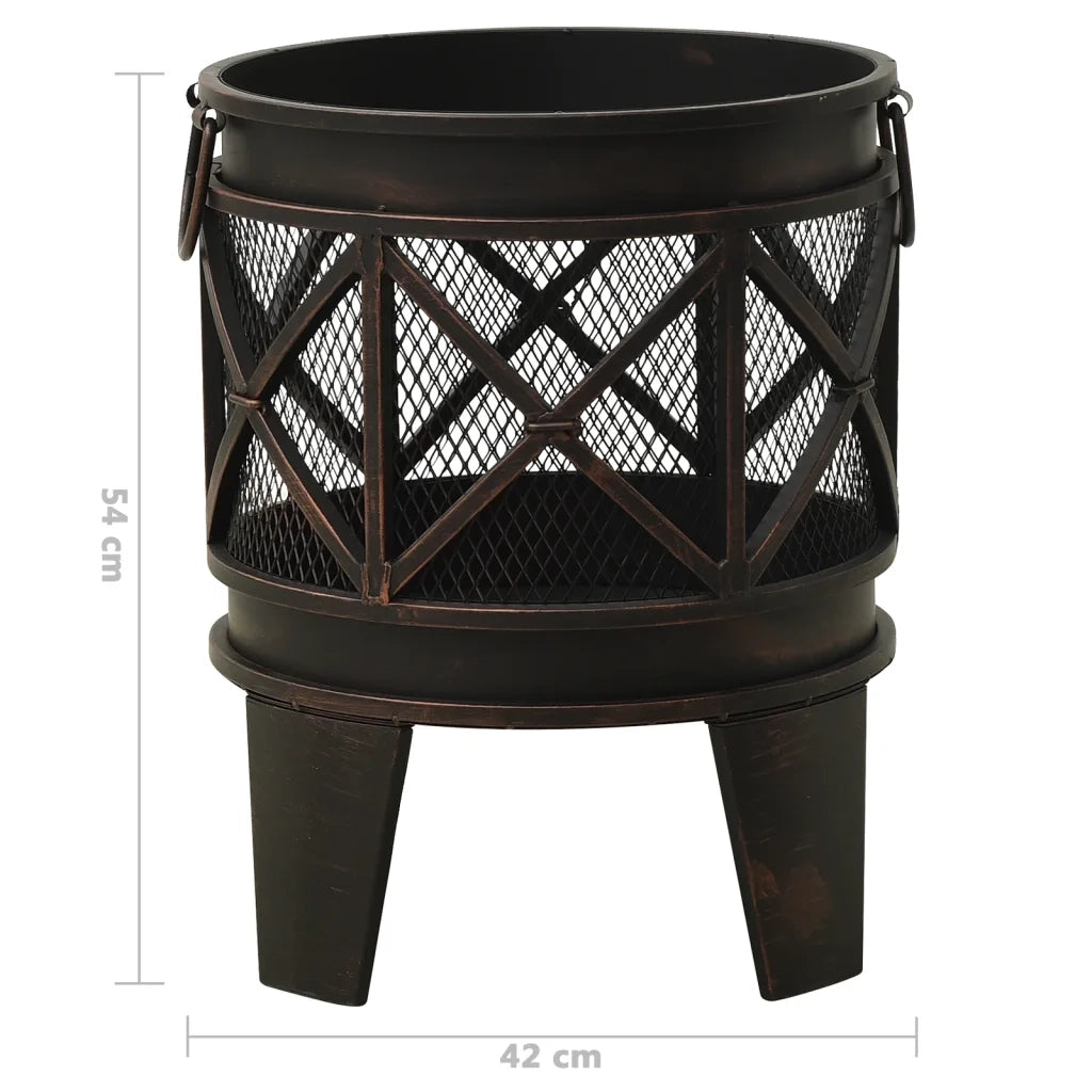 Braciere Rustico con Attizzatoio Î¦42x54 cm in Acciaio cod mxl 66578