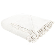 Coperta tessuta a mano con frange 150 x 200 cm bianco crema stile classico morbida letto divano