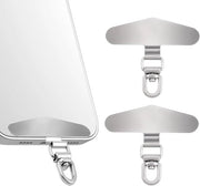Cordone di sicurezza universale in acciaio inossidabile con patch - Set da 2 - Protezione per dispositivi mobili - Catena per telefono - Supporto per catena metallica