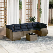 Set Divani da Giardino 8 pz con Cuscini Grigio in Polyrattan 3221140