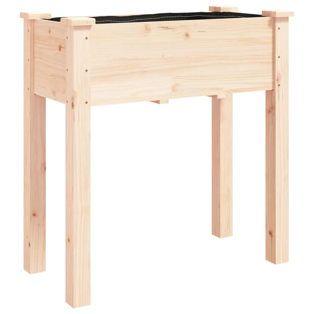 Fioriera rialzata per piante fiori e terrazze con rivestimento 71 x 37 x 76 cm legno massello di abete marrone 02_0038141