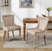 Sedia da pranzo imbottita in velluto beige con struttura in legno massello; 61x50x91 cm