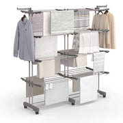 IDMarket - Asciugabiancheria verticale pieghevole e allungabile 4 livelli MAXI capacità 50M acciaio inox e grigio