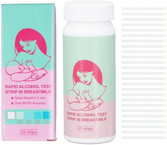 Set di test per il latte materno - Rapida e precisa detezione - 25 Strisce di test - Contenitore di conservazione - Strumento di test facile da utilizzare - Alta precisione - Misura del contenuto alcolico - Test per l'allattamento materno