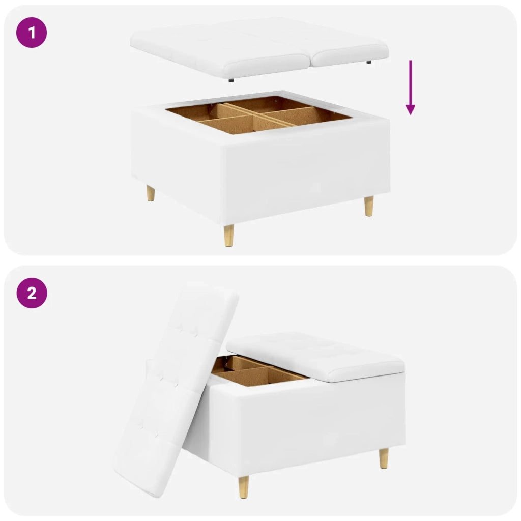 Pouf contenitore Bianco 80 x 80 x 45 cm Pelle sintetica 876847