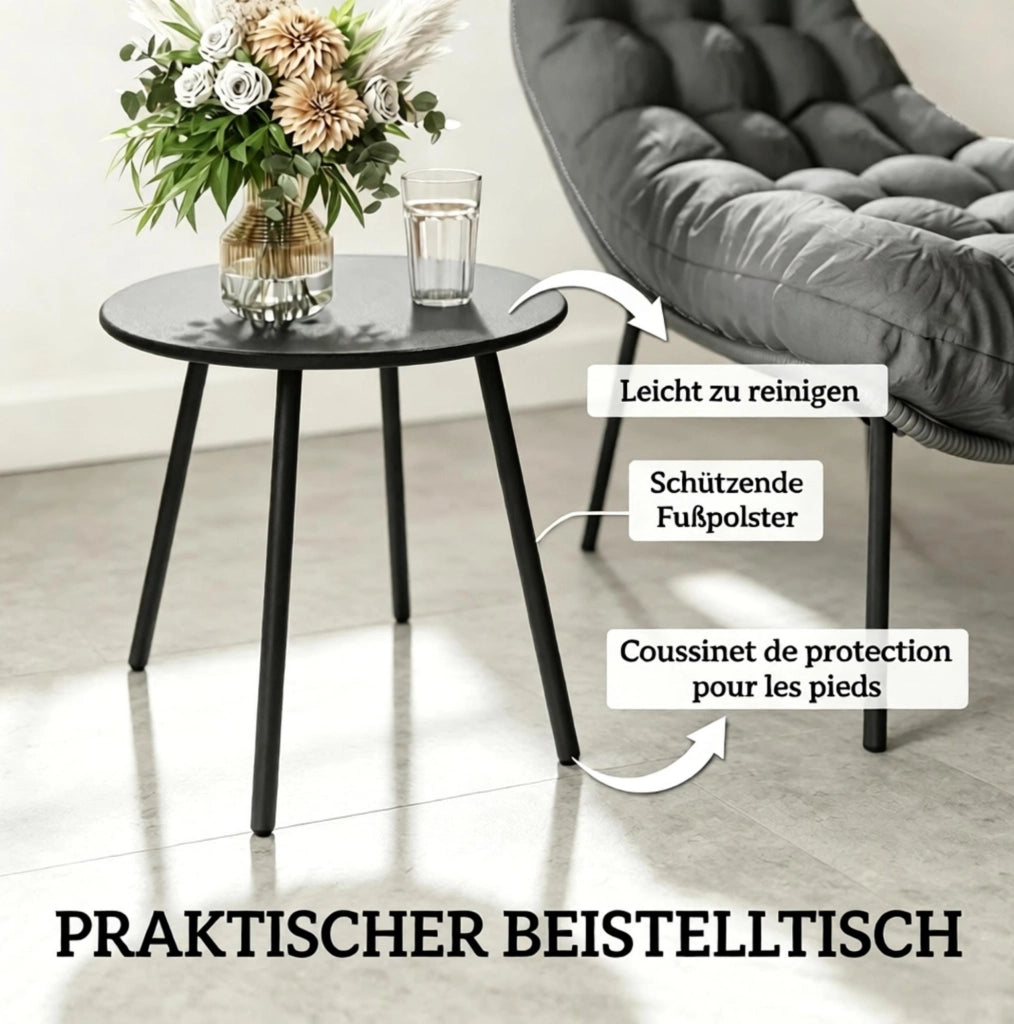 SET DA GIARDINO 2 Poltrone e Tavolino con Cuscini 15 cm Grigio